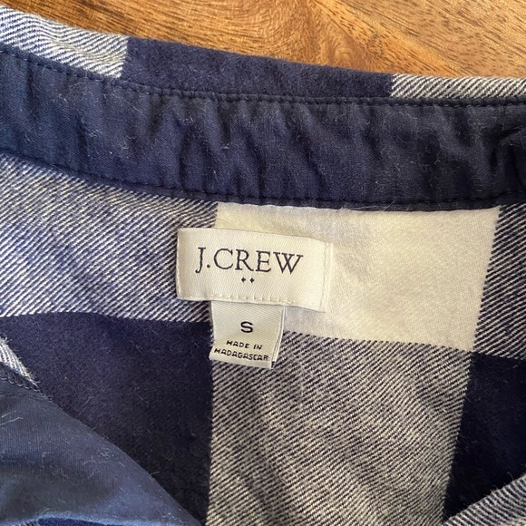 J.Crew Navy White Plaid Flannel Quarter Zip - Picture 4 of 4